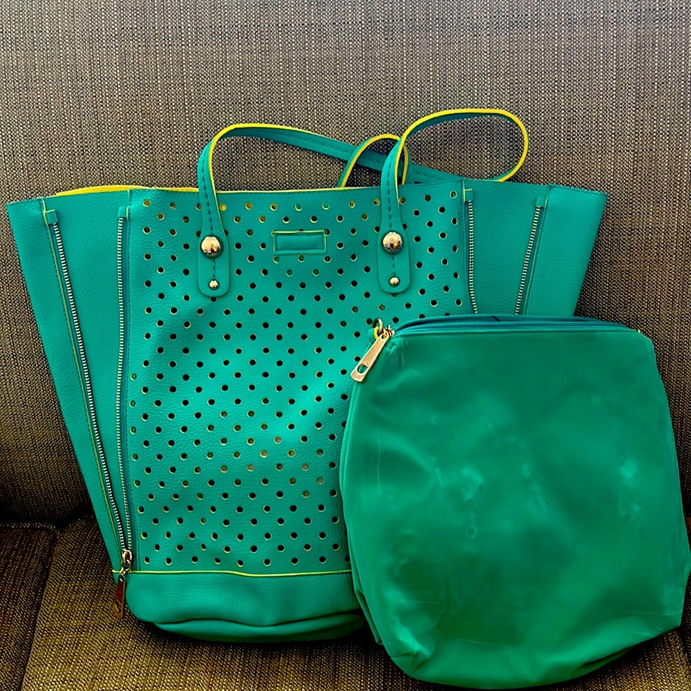 nila anthony turquoise tote bag